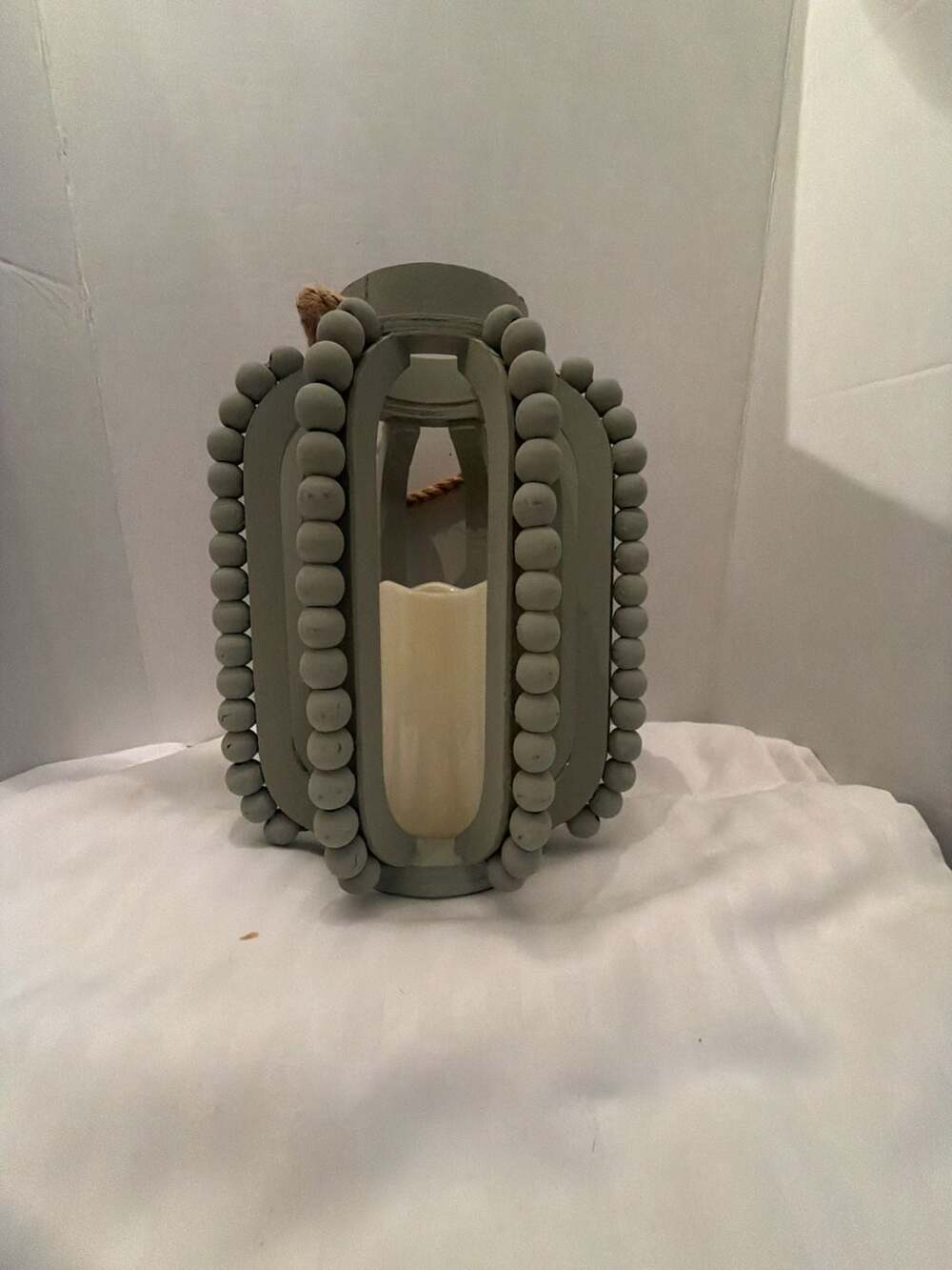 Dakota Fields Sorrento Lantern 12.5" Beaded Wood Accent Candle Lantern